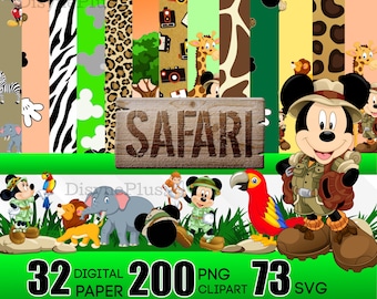 Mickey Safari digitaal papier, Mickey Jungle PNG, Mickey PNG, Safari Clipart, Animal Kingdom-shirt, Mickey Minnie Adventure Safar
