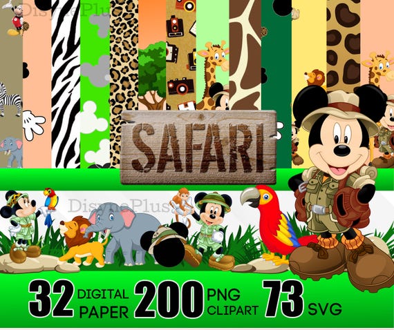 Mickey Safari Digital Paper, Mickey Jungle PNG, Mickey PNG, Safari Clipart, Animal Kingdom Shirt, Mickey Minnie Adventure Safar