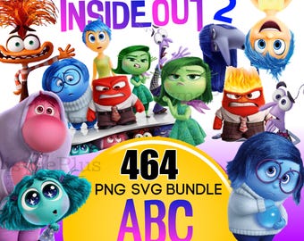 Inside Out Clipart SVG PNG, Inside Out 2 SVG, Inside Out Clipart, Anger Joy Sadness Disgust Fear Anxiety png svg, Inside Out Font Alphabet