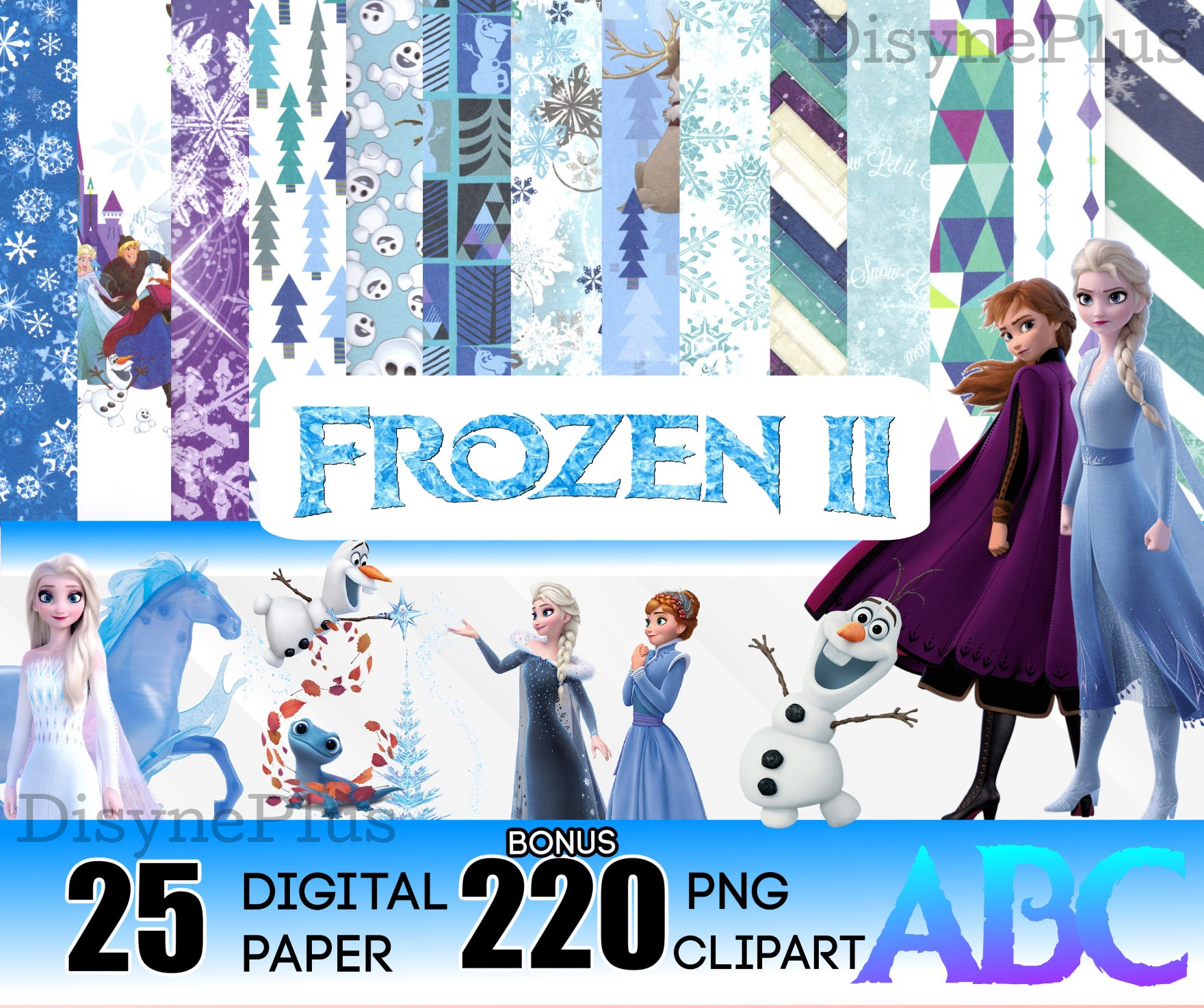 Disney Frozen Digital Paper Scrapbooking - Party and Craft Supply