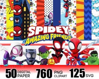 Spidey SVG PNG, Spidey and his Amazing Friends Clipart and paper, Spidey and his Amazing Friends PNG, Spidey shirt, Superhero Birthday