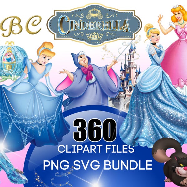 Cinderella PNG, Cinderella Clipart, Cinderella SVG, Cinderella Cake Topper, Castle png, Cinderella iron on, Princess SVG, Princess png