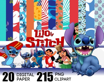 Lilo and Stitch Digital Paper, Lilo Stitch PNG Clipart Instant Download, Stitch PNG, Lilo Stitch Birthday, Stitch clipart, Lilo Stitch shirt