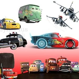 Bilar PNG Clipart, Bilar SVG, Flygplan och Bilar Födelsedagspaket, Direkt Nedladdning Lightning McQueen Mater, Bilar Typsnitt bild 3