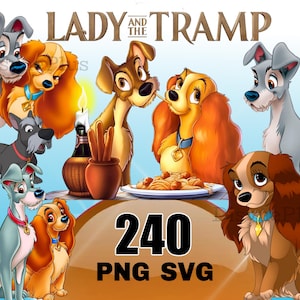 Lady och Lufsen PNG SVG Clipart, Lady och Lufsen clipart, omedelbar digital nedladdning för tröjor, tårtdekorationer och mer