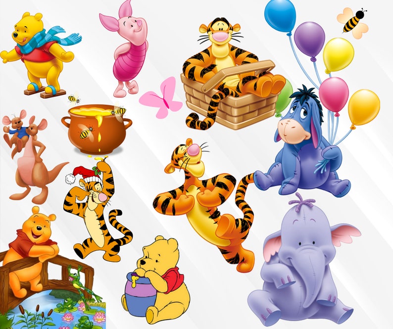 Winnie the Pooh SVG PNG Clipart Bundle, Winnie the Pooh png, Winnie the Pooh svg, Winnie the Pooh födelsedagsinbjudningar, Ior Nasse Tiger bild 2