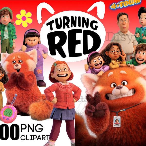 Turning Red Clipart PNG, Descarga digital, Cumpleaños Turning Red, Camisa Turning Red, Logotipo de 4 Town, Clip Art Turning Red,