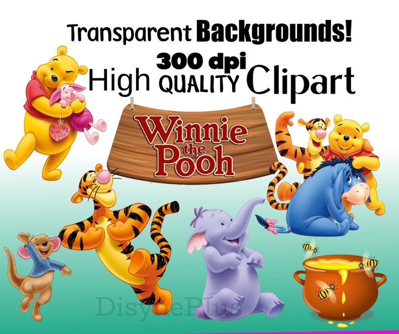 Winnie the Pooh SVG PNG Clipart Bundle, Winnie the Pooh png, Winnie the Pooh svg, Winnie the Pooh födelsedagsinbjudningar, Ior Nasse Tiger bild 3