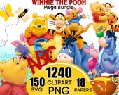 Winnie the Pooh SVG PNG Clipart Bundle, Winnie the Pooh png, Winnie the Pooh svg, Winnie the pooh birthday invitations, Eeyore Piglet Tigger