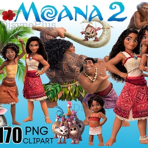 Clipart di Moana 2, PNG di Moana 2, Compleanno di Moana, Moana stampabile, Font di Moana, Download digitale istantaneo di Maui SVG