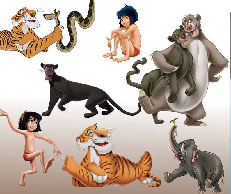 El libro de la selva PNG, clipart de El libro de la selva, SVG de El libro de la selva, Mowgli Baloo, camiseta de El libro de la selva, descarga instantánea de alta calidad, cumpleaños de la selva imagen 4