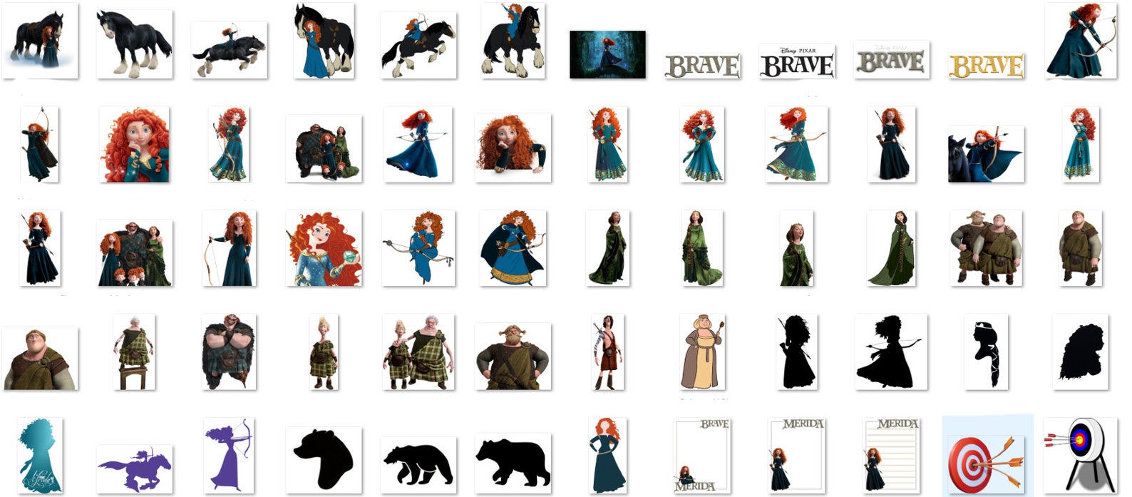 Brave Clipart, Merida PNG, Merida Instant Download, 120 PNG Princess ...