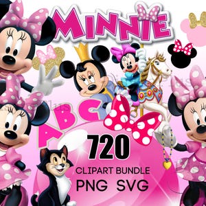 Minnie PNG, Minnie Clipart, Minnie SVG, Minnie Font Buchstaben Digitaler Download für Minnie Geburtstag oder Kunsthandwerk