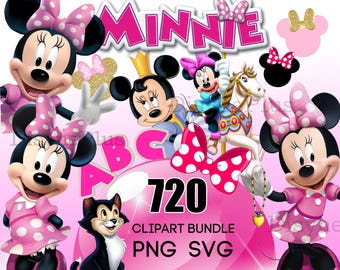 Minnie PNG, Minnie Clipart, Minnie SVG, Minnie Font Letters Digital Download for Minnie Birthday or Crafts