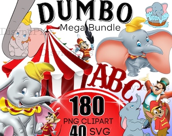 Dumbo PNG Clipart, Dumbo SVG, Dumbo PNG Bundle, Elephant png, Baby dumbo shower, Circus baby shower decorations, Dumbo svg