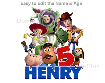EDITABLE Toy Story PNG, Toy Story Birthday Template, Toy Story Clipart Printable PNG, Toy Story Cake topper, Toy Story birthday shirt