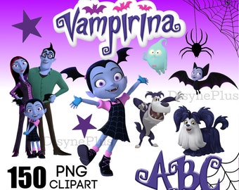 Vampirina Clipart Digital Download, 150 Vampirina PNG, font Vampirina bat, junior clipart, birthday clipart printable, Vampirina images