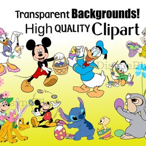 Mickey Easter Clipart, Kids Easter PNG, Winnie Pooh Easter clip art, Easter Bunny png, Spring Break Vacation PNG, Springtime png afdrukbaar afbeelding 2