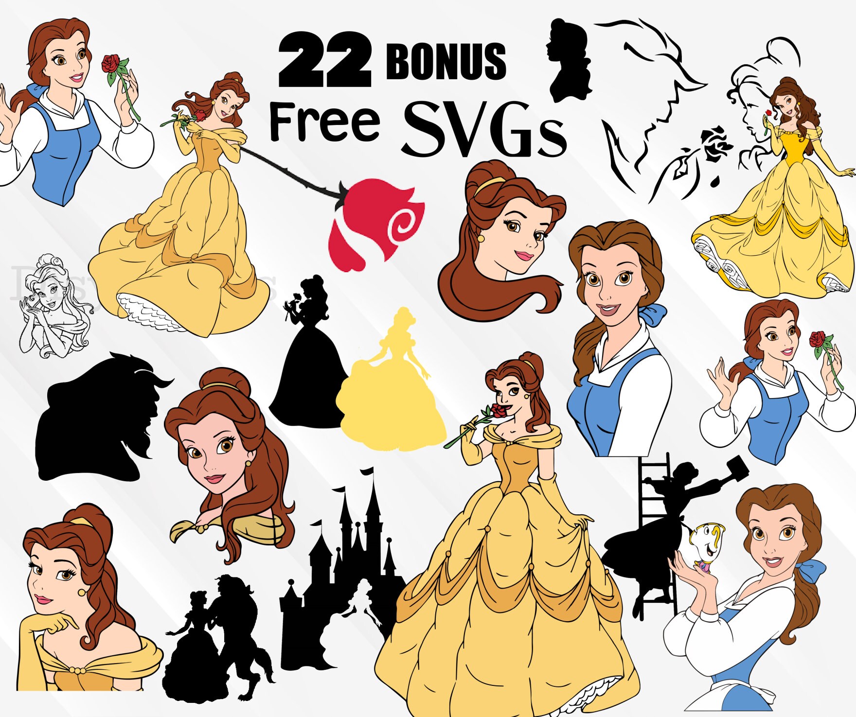 Beauty and Beast SVG Belle PNG Clipart Bundle Beauty and the - Etsy UK