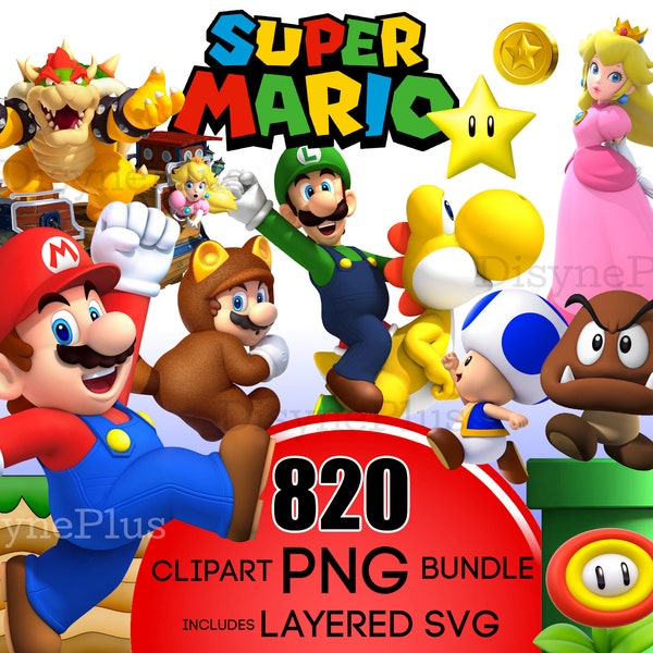 Mario PNG SVG Clipart, Super Mario png, Mario svg, Mario Kart Clipart, Prinzessin Peach png svg Clipart, Luigi svg, Bowser SVG