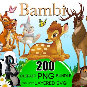 Bambi SVG, Bambi PNG Bundle, Bambi Clipart, svg animal de la forêt, Panpan fleur cerf, Shower de bébé Bambi, chemise Bambi