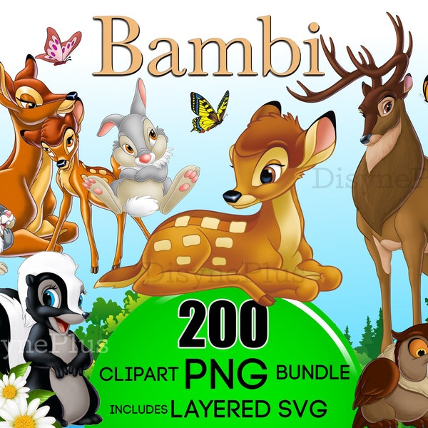 Bambi SVG, Bambi PNG Bundle, Bambi Clipart, Forest Animal svg, Thumper Flower Deer, Bambi Baby Shower, Bambi shirt