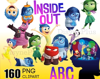 Inside Out Clipart PNG, Inside Out Digital Download, printable transparent background, anger joy sadness disgust fear png, Inside Out Font