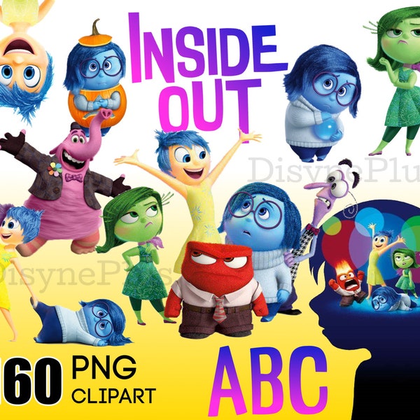 Inside Out Clipart PNG, Inside Out Digital Download, printable transparent background, anger joy sadness disgust fear png, Inside Out Font