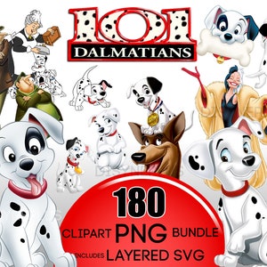 101 Dálmatas PNG Paquete, 101 Dálmatas svg, 101 Dálmatas Clipart, Dálmatas Perros PNG, Cruella PNG, Cruella clipart, cumpleaños