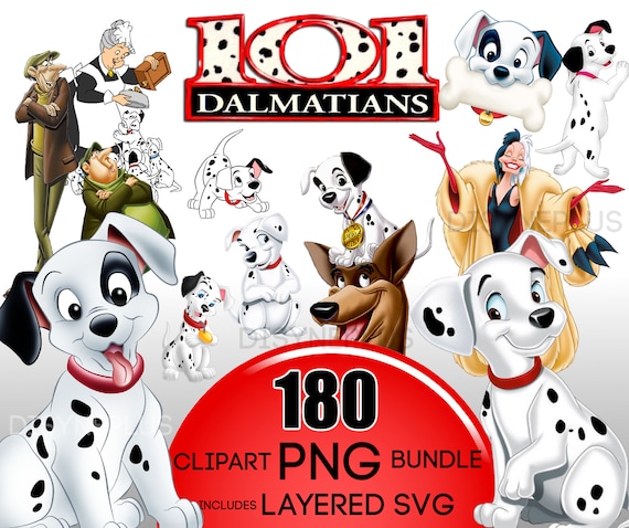 101 Dalmatians PNG Bundle, 101 Dalmations svg, 101 Dalnations Clipart, Dalmations Dogs PNG, Cruella PNG, Cruella clipart, birthday