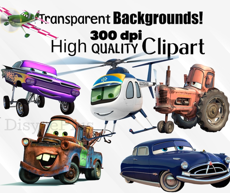 Bilar PNG Clipart, Bilar SVG, Flygplan och Bilar Födelsedagspaket, Direkt Nedladdning Lightning McQueen Mater, Bilar Typsnitt bild 2