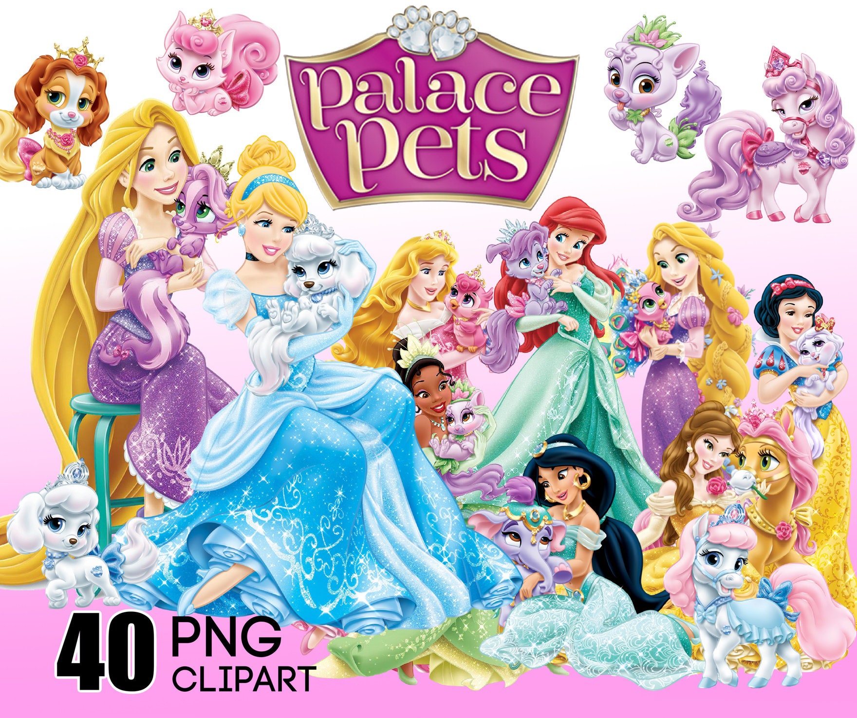 Princess Clipart Princess Pets PNG Princess Palace Pets PNG - Etsy België