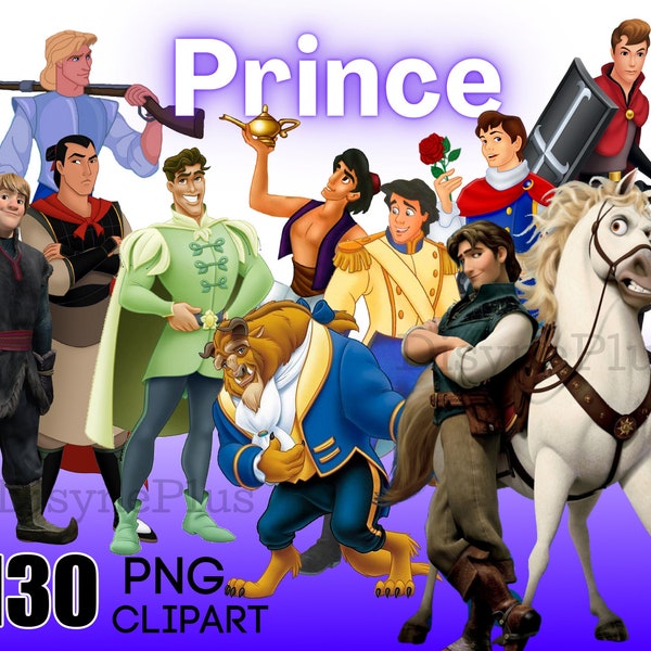 Prince Clipart, Prince PNG, Download istantaneo, Camicia Prince, Decorazioni stampabili per il compleanno di Princes, Flynn Rider png, Clipart Prince Charming