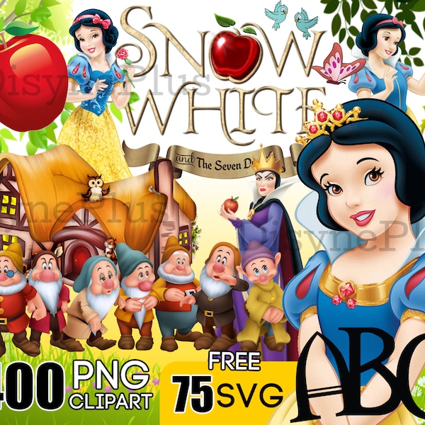 Snow White PNG Clipart, Princess Instant Digital Download, Free SVG for Cricut, transparent background, Evil Queen art, Snow White printable