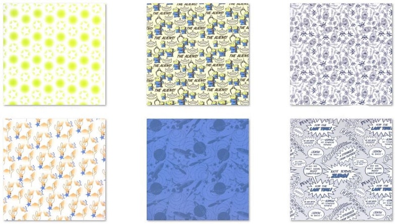 May include: Six different digital paper designs featuring a space theme. The designs include a yellow background with green alien heads, a white background with brown alien heads, a blue background with space ships and planets, a white background with blue alien heads, a white background with blue speech bubbles, and a yellow background with blue alien heads.