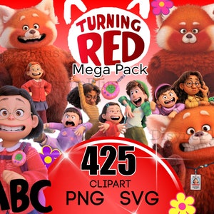 Turning Red PNG, Turning Red SVG, Turning Red Clipart, sofortiger Download, Turning Red Geburtstag, Turning Red Shirt, Turning Red Buchstaben Schriftart