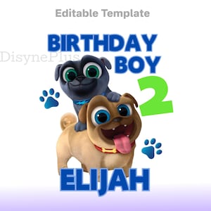 EDITABLE Puppy Dog Pals PNG, Puppy Dog Pals Birthday Template, PuppyvPals Clipart,