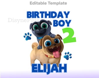 EDITABLE Puppy Dog Pals PNG, Puppy Dog Pals Birthday Template, PuppyvPals Clipart,