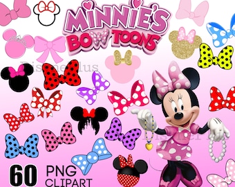 Minnie PNG, Minnie Bows PNG, Bow Clipart, Instant Digital Download, Transparent Backgrounds for Birthday or Crafts
