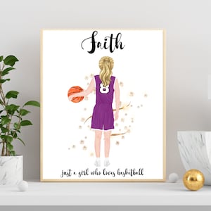 Personalized Basketball Poster, Basketball gift, personalized Basketball gifts, teen girl gift, gifts for her, Basketball printable wall art