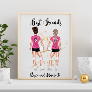 Poster di pallavolo personalizzato, regalo di pallavolo dei migliori amici, poster di pallavolo della squadra, arte da parete stampabile di pallavolo
