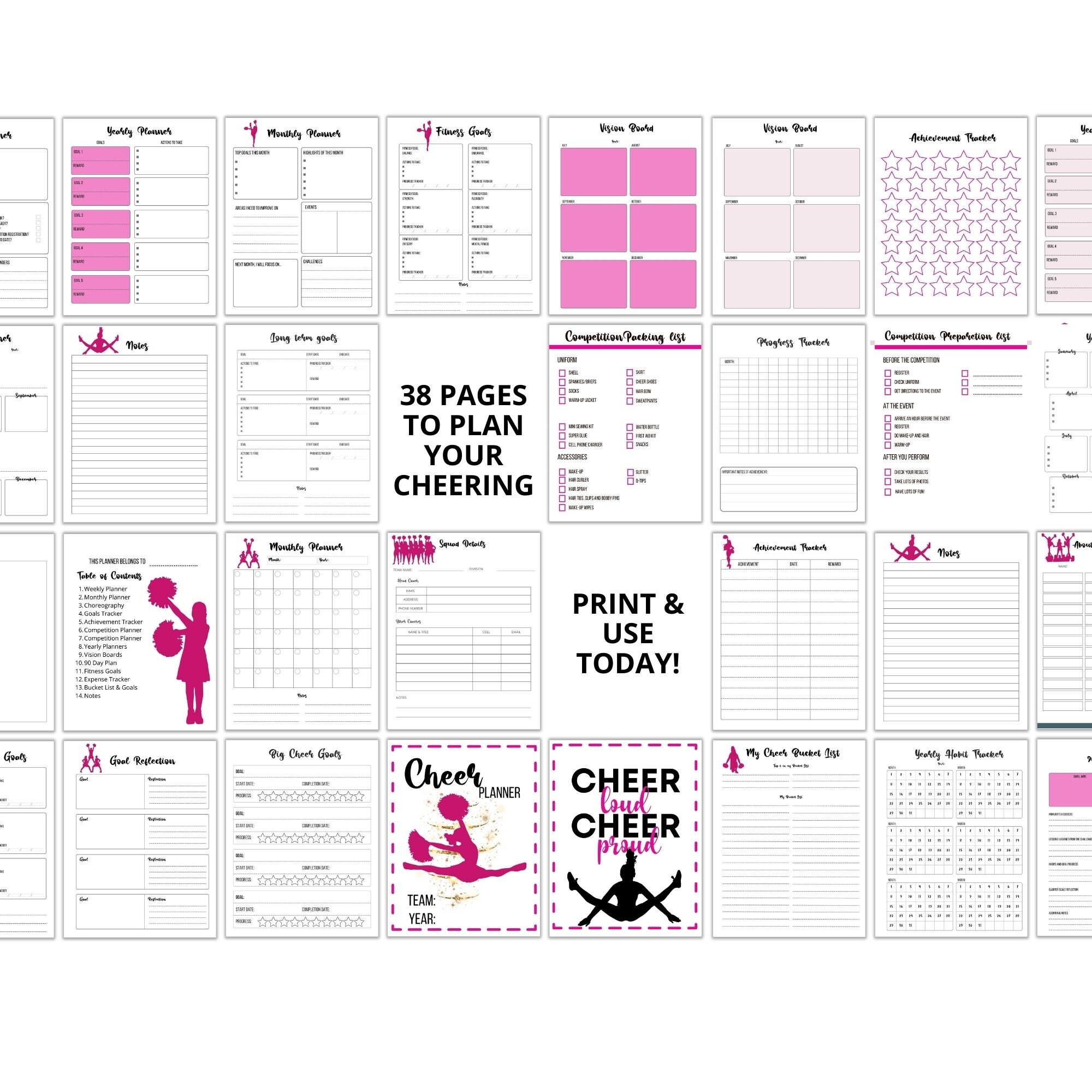 Cheer Journal Cheerleader Planner Digital Download Etsy