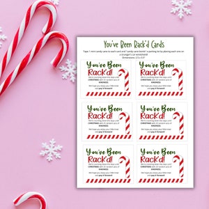 You've Been Rack'd Printable Cards, Random Acts of Christmas Kindness Printable, Candy Cane RAOK ...
