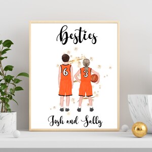 Personalized Basketball Poster, Best Friends Basketballball gift, Team Basketball Poster, Basketball printable wall art