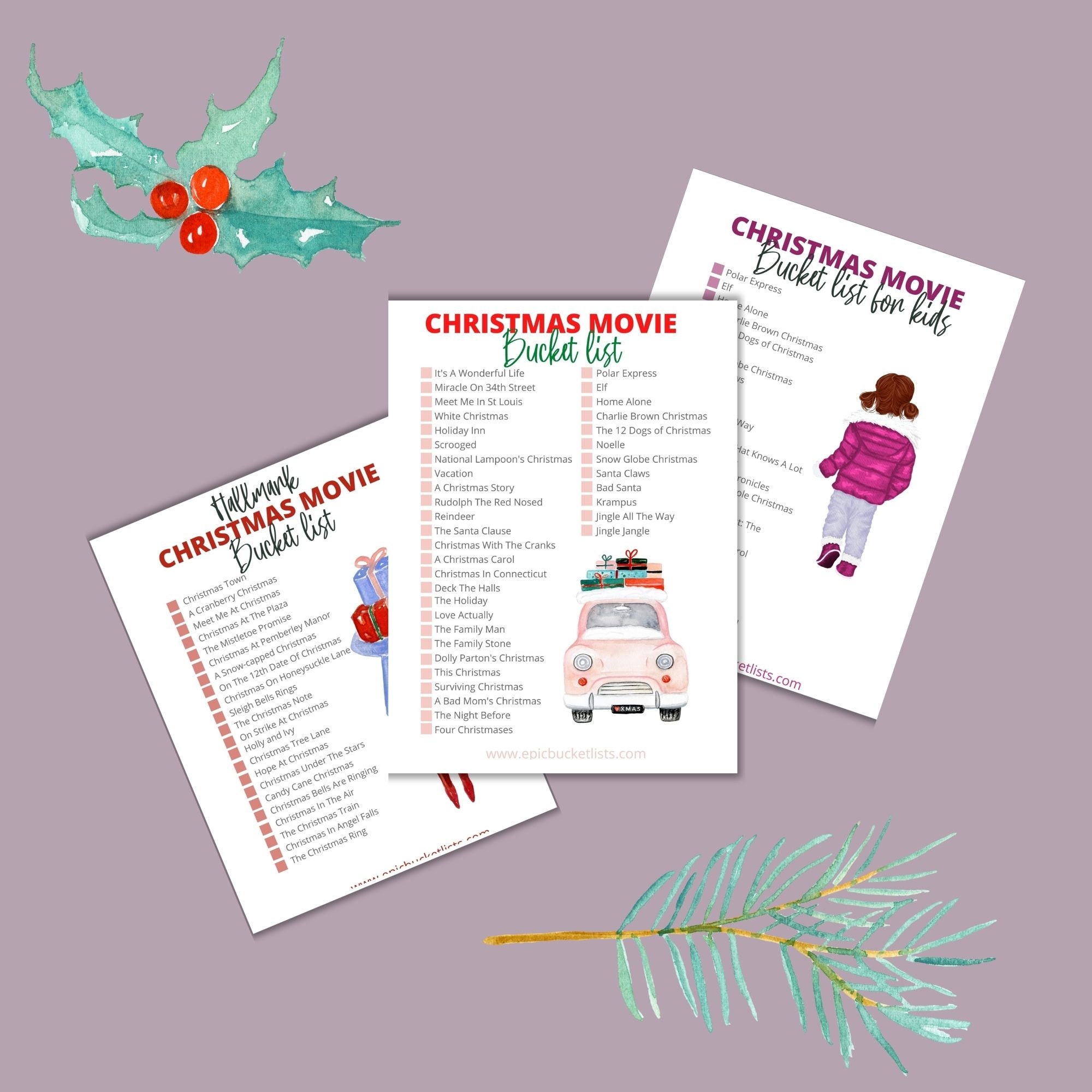 Christmas Movie Bucket List Printable Christmas Bucket List - Etsy