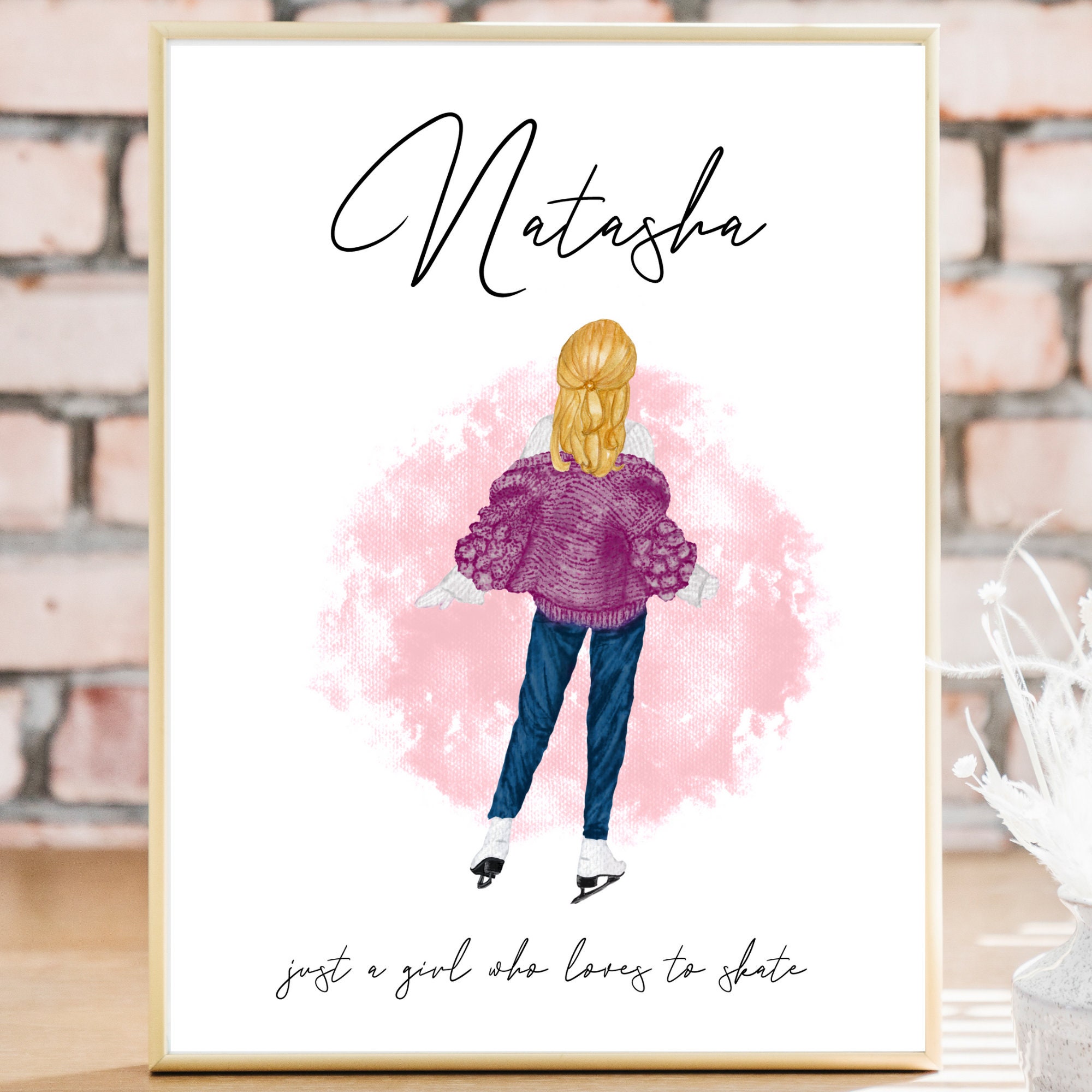 Personalized Ice Skating Poster, Ice Skating Gift, Figure Skating Gift,  Teen Girl Gift, Gifts for Her, Watercolor People, Printable Wall Art 