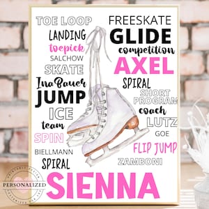 Personalized Ice Skating Poster, Ice Skating gift, figure skating gift, teen girl gift, gifts for her, skating print, printable wall art