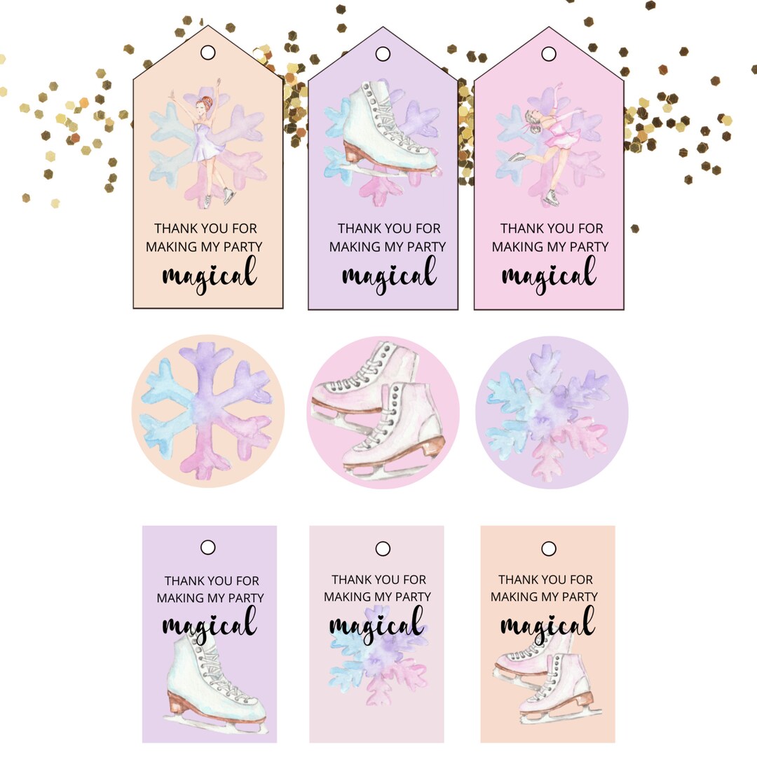 Ice Skate Birthday Party Favor Tags Ice Skating Party Tag Girls Ice