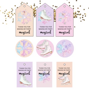 Ice skate birthday party favor tags | Ice Skating party tag | girls ice skating birthday thank you tag | instant download