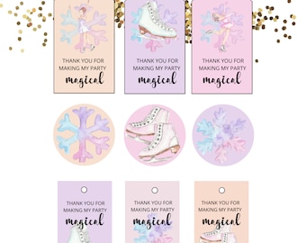 Ice skate birthday party favor tags | Ice Skating party tag | girls ice skating birthday thank you tag | instant download